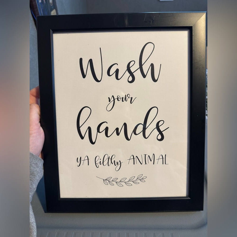 Framed bathroom signs (funny sayings)